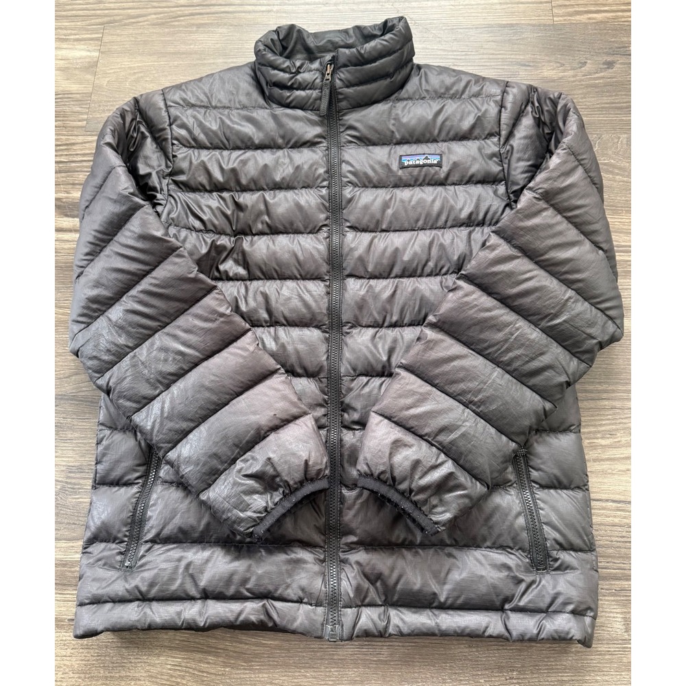 Patagonia Kids Down Sweater Jacket Coat Black Puffer Full Zip size L 12